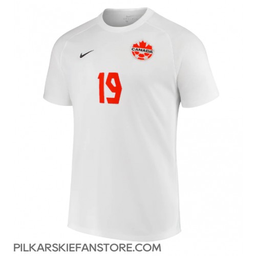 Tanie Strój piłkarski Kanada Alphonso Davies #19 Koszulka Wyjazdowej MŚ 2022 Krótkie Rękawy